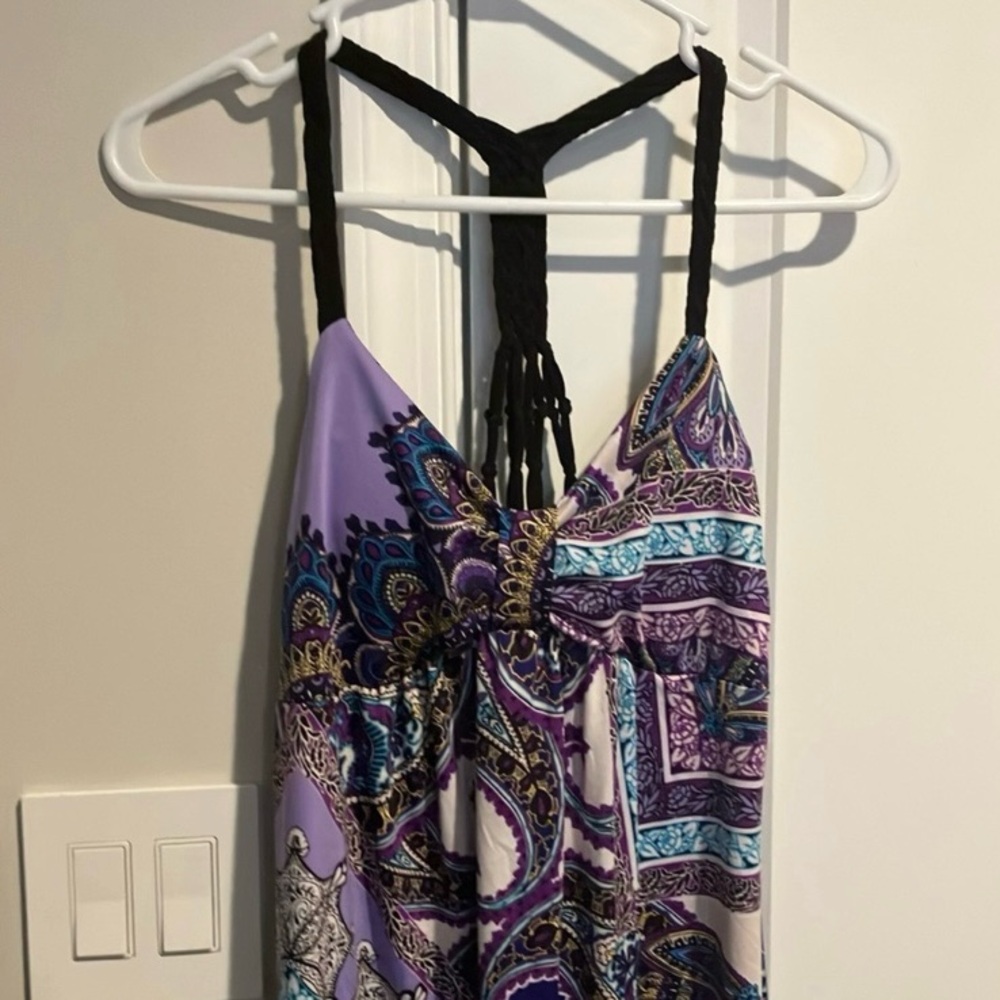 HeartSoul Purple and Blue with V-Cut Neckline Dress